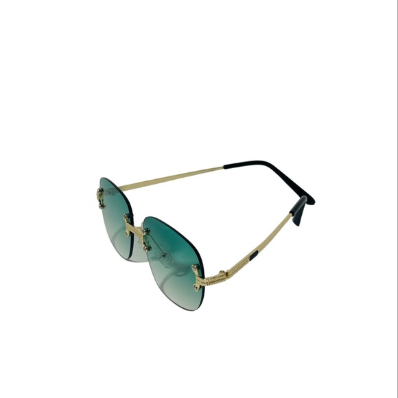 1222- Rimless Vintage Sunglasses -Gradient Green - Picture 3 of 4